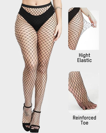 Pack of 3 High-Waist Classic Fishnet Pantyhose