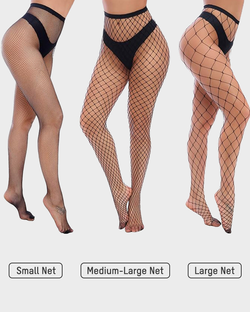 Pack of 3 High-Waist Classic Fishnet Pantyhose