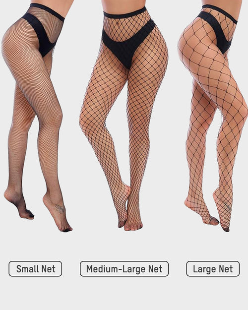 Pack of 3 High-Waist Classic Fishnet Pantyhose